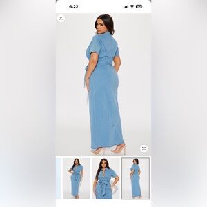 Fashion Nova never worn denim maxi dress with tight waist. 3X